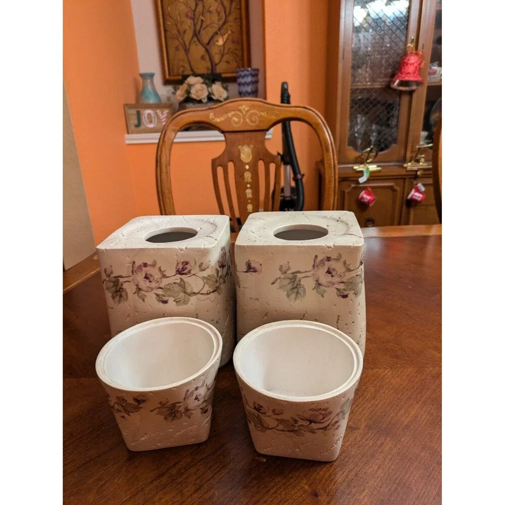 4 Croscill Rose Trail Floral Purple Bath Accessories